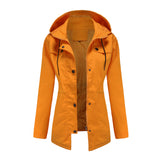 Women Trench Coat Long Cardigan Hooded Coat Outdoor Raincoat