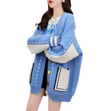 Women Knitwear Autumn and Winter V-neck Sweater Loose Knitted Cardigan