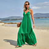 Women Dress Sexy Backless Spaghetti Straps Long Dress Beach Dress