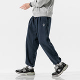 Men Pants Retro Drawstring Pocket Zipper Casual Polar Fleece Sweatpants