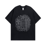 Men T Shirt Vintage Graffiti Distressed Short Sleeve T-shirt