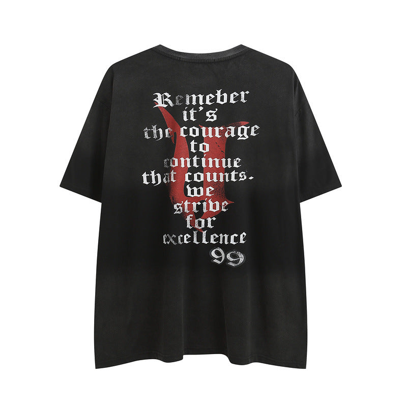 Men T Shirt Graffiti Short Sleeve T-shirt Retro Distressed Couple Casual T-shirt