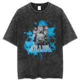 Washed and old short-sleeved T-shirt Hero Academy animation short-sleeved cotton