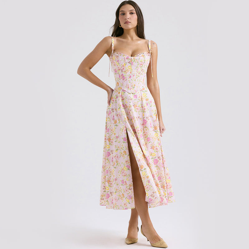 Women Dresses Floral Skirt Sling Summer Two-Piece Set Dress