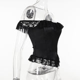 Women Tops Summer Slim Fit T-shirt Sexy Lace Top