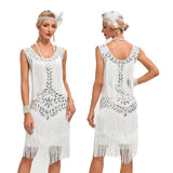 Flappers 1920S Dress Vintage Gatsby Ball Gown Dance Dress round Neck Sequins