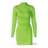 Women Dresses Spring Pleated Slim-Fit Sheath Dress