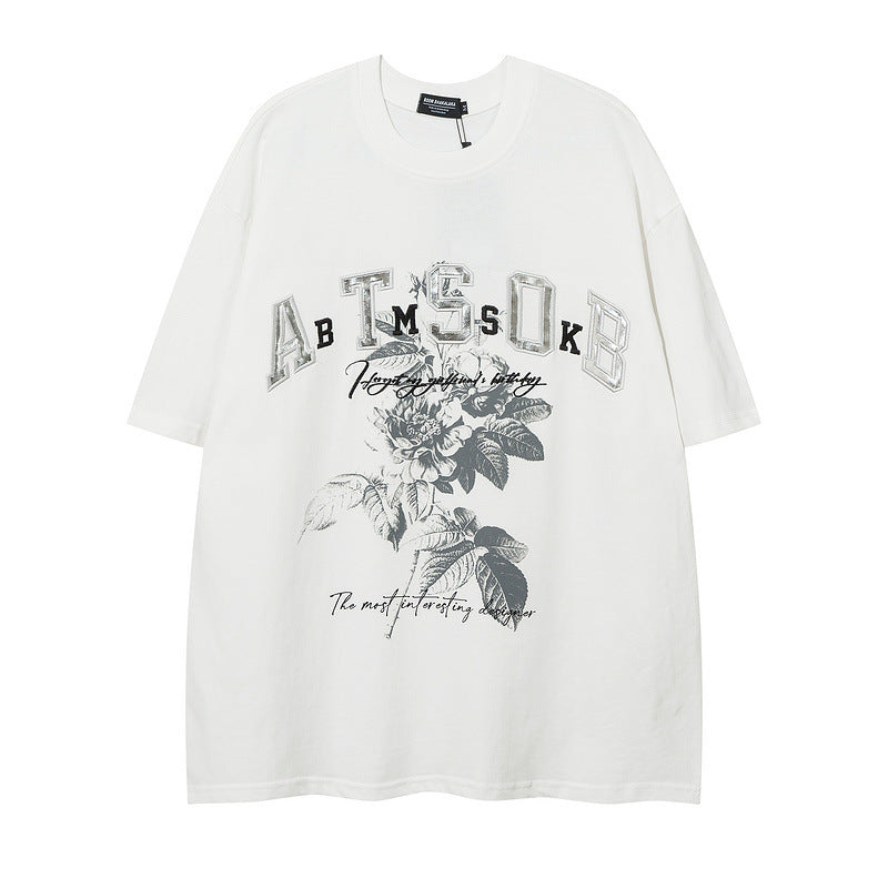 Men T Shirt Embroidered Printed Couple Short Sleeve T-shirt