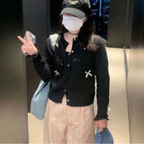 Women Knitwear Autumn and Winter Bow round Neck Sweaters Cardigan