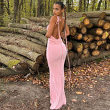 Women Dresses Winter Sexy Backless Slim Fit Lace-up Dress