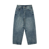 Men Jeans Blue Jeans Retro Loose Straight-Leg Denim Trousers