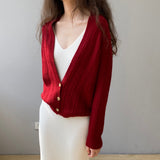 Women Cardigan Sweater Autumn Winter Retro Twist Knitted Cardigan Jacket V-neck Long Sleeve Sweater 8t3102