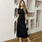Women Dresses Summer Slim round Neck Short Sleeve Dress