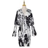 Women Dresses Spring V-neck Long Sleeve Short Dress (Qymy0409)