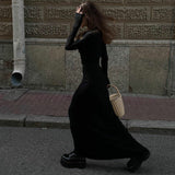 Women Dresses Fall Slim Fit round-Neck Long-Sleeved Dress