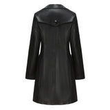 Red Leather Jacket Spring and Autumn Long Sleeve Leather Wind Coat Coat Female Lapel Single Breasted