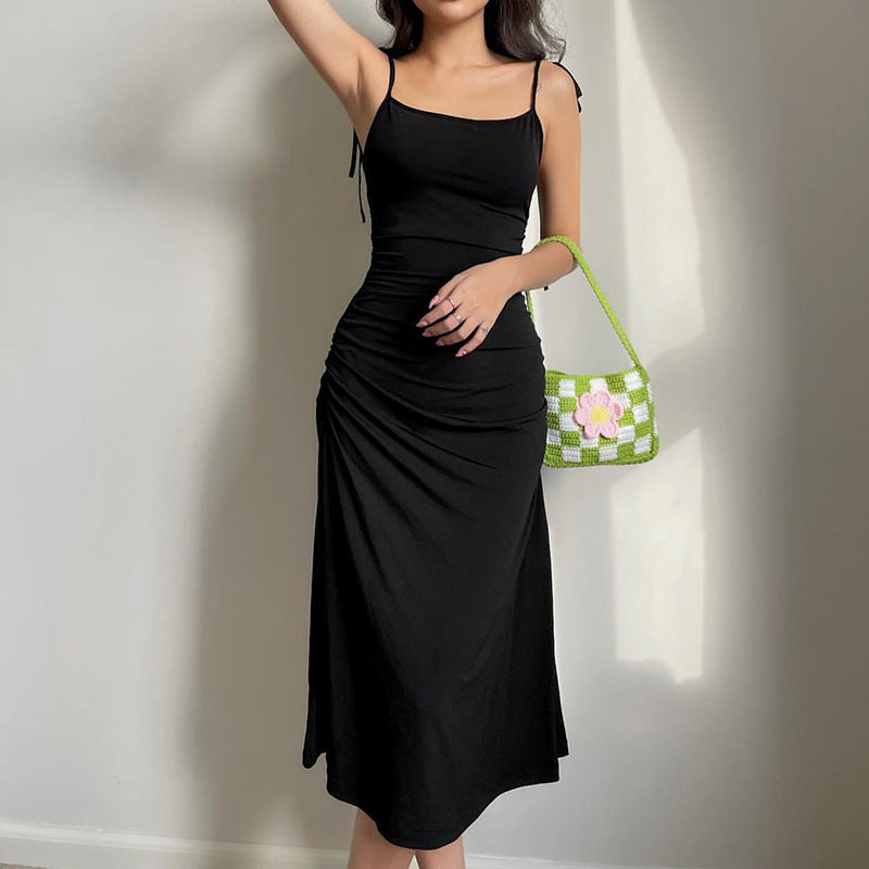 Women Dresses Black Slip Dress Long Dress (Bla0420)