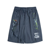 Gallery Dept Men Shorts European and American Street Trendy Gallery Dept Summer New Web Pants Splash Paint Leisure Sports Five-Point Beach Shorts Straight