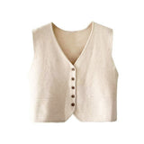 Women Knitted Cardigan Autumn and Winter Knitting Vest Cardigan Loose V-neck Vest