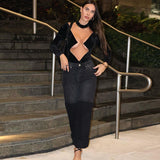 Women Jumpsuit Winter Sexy Mesh Slim Fit Long Sleeve Dress