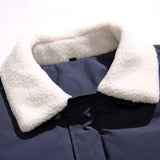 Unisex Winter Cotton Coat Lambswool Lapel Cotton-Padded Coat Vintage Loose and Warm Cotton-Padded Jacket