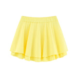 Women Skirt Solid Color Loose A- line Skirt Pleated Skirt