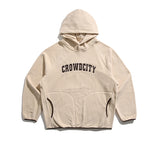 Unisex Winter Cotton Coat Letter Embroidered Hoodie Vintage Polar Fleece Pullover Top