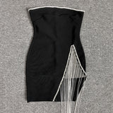 Women Evening Dress Sexy Tassel Bandage Sheath Dress