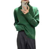 Women Knitwear Autumn and Winter Turtleneck Solid Color Knitwear Loose Sweater