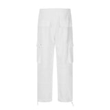 Men Sweatpants Multi-Pocket Slacks Loose Straight Wide Leg Pants