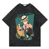 Washed retro T-shirt printed graphic casual cotton summer short sleeves