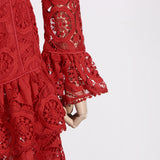 Women Dresses Spring Lace Embroidery Dress (Qymy0409)