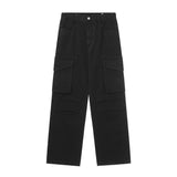 Men Sweatpants Solid Color Multi-Pocket Pleating Workwear Casual Pants Men's Baggy Straight Trousers Casual Wide-Leg Trousers