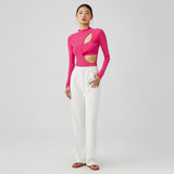 Women Sweater Knitwear Autumn Hollow-out Cross Pullover Long Sleeve round Neck Slim Knitted Jumpsuit