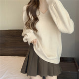 Women Knitted Pullover Autumn and Winter Loose Knitwear Top