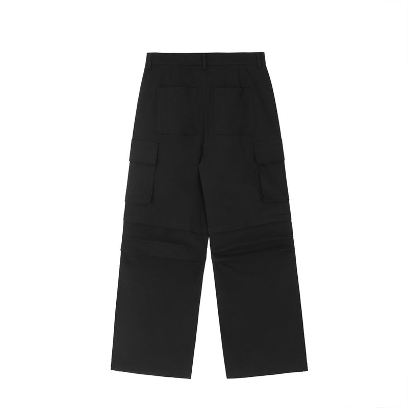 Men Sweatpants Cargo Pants Men's Pleated Loose Wide Leg Pants Foot Zipper Straight-Leg Trousers