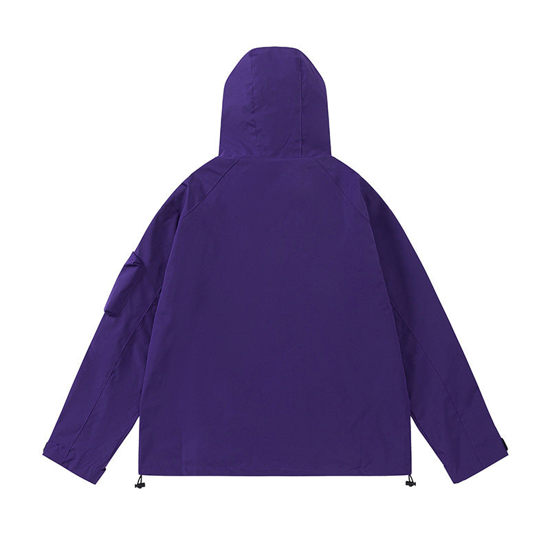 Men Jacket Coat Outdoor Shell Jacket Men's Ins Loose Sports Jacket Windproof Water Hooded Jacket
