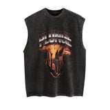 Men Vest Angel Print Distressed Vintage Retro Sleeveless T-shirt