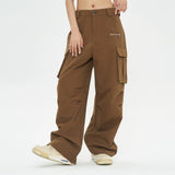 Men Sweatpants Multi-Pocket Cargo Pants Punk Hip Hop Casual Loose Sports Wide Legs Straight-Leg Trousers