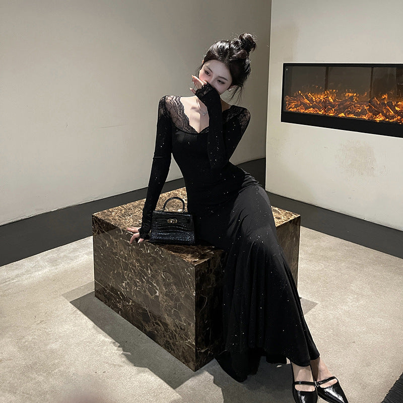 Women Dresses off-Shoulder Dress Autumn Winter Long Dress (Csm202403)