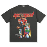 Mens Vintage Football T-Shirt Vintage Lamine Yamal Printed Short Sleeve T-Shirt Washed Cotton Crew Neck