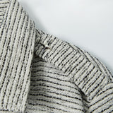 Women Jacket Striped Color Contrast Short Jacket Lapel Zip Long Sleeve Coat