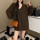 Women Knitwear Autumn and Winter V-neck Knitwear Loose Sweater