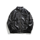 Unisex Shirts Autumn Monochrome Casual Leather Jacket