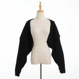 Women Sweater Knitwear Knitted Shawl Ultra Short Long Sleeve Knitting Needle Sweater