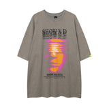 Men T Shirt Summer Washed Distressed Printed Short Sleeve T-shirt