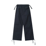 Men Sweatpants Overalls Men's Pleated Multi-Pocket Trousers Drawstring Leisure Trousers