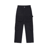 Men Sweatpants Solid Color Multi-Pocket Cargo Pants Casual Trousers