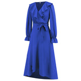Women Date Dress Winter V-neck Dress Mid-Length Dress
