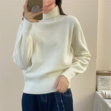 Women Knitted Pullover Turtleneck Sweater Vintage Loose Autumn Winter Coat